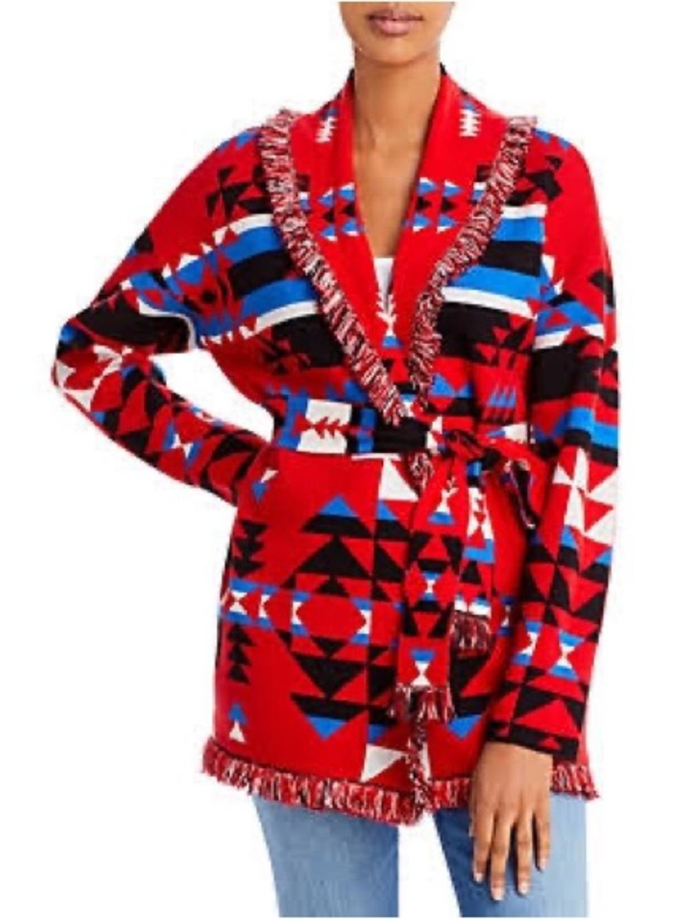 Aqua + Pendleton Pilot Rock Jacquard Belted Cardigan Sweatet